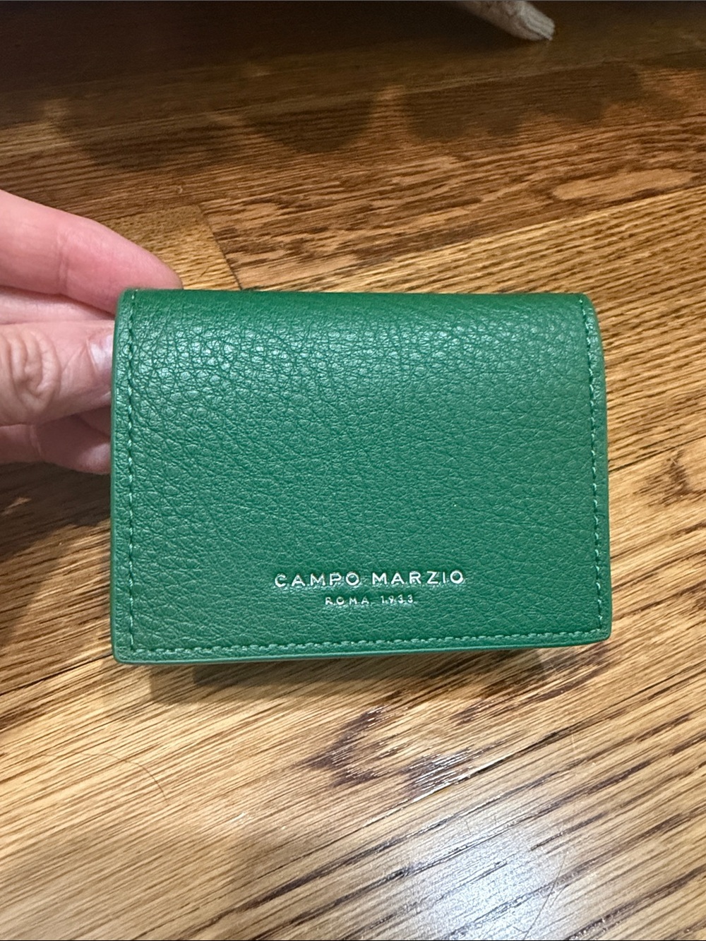 Campo Marzio Green Leather Card Wallet with Keyring